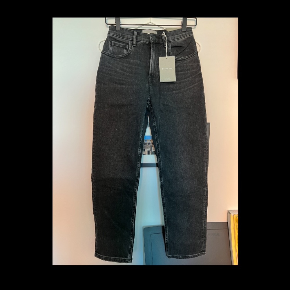Everlane Cheeky High Rise Straight Jean Black 26 with tags!